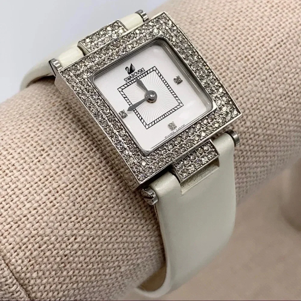 Swarovski Crystal Watch with Cream Band